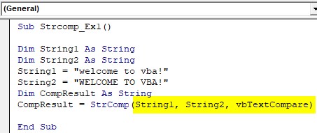 VBA String Comparison Examples 1-8