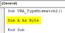 VBA Type Mismatch Example 2-2