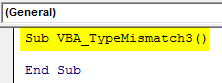 Excel VBA Type Mismatch Example 3-1