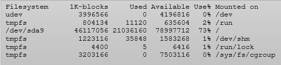 df Command in Linux output 1
