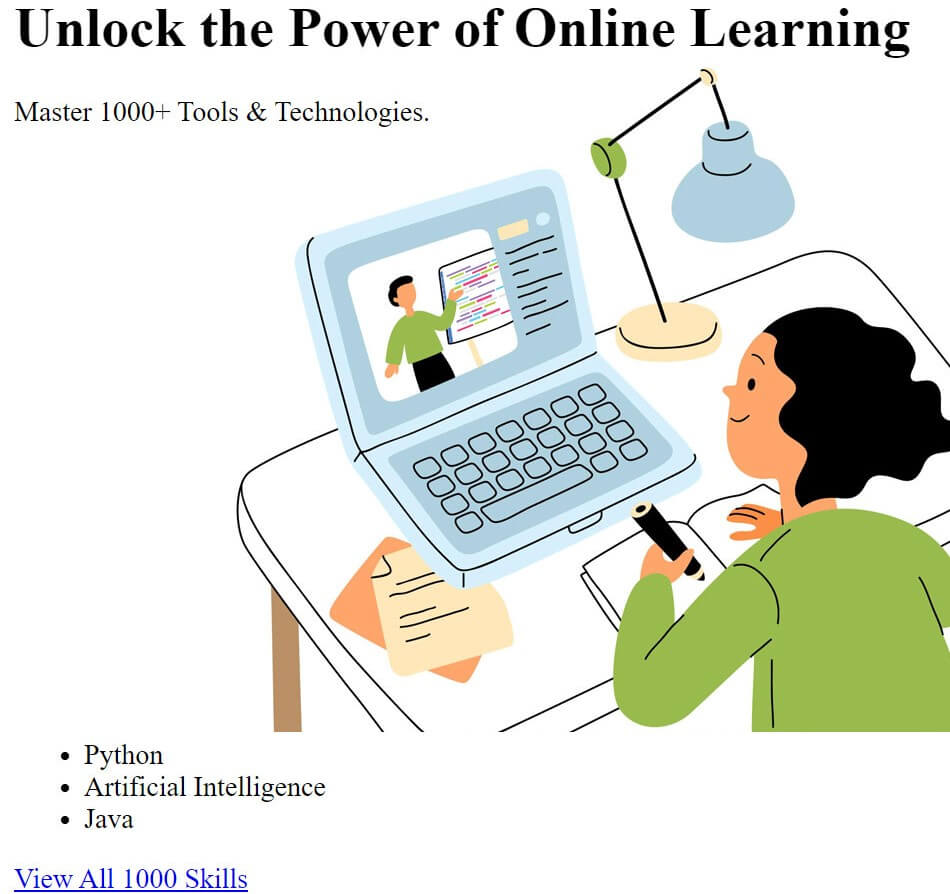 Design Web Page in HTML-final output
