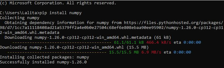 install numpy using pip