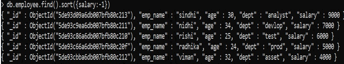 order by in MongoDB - 3