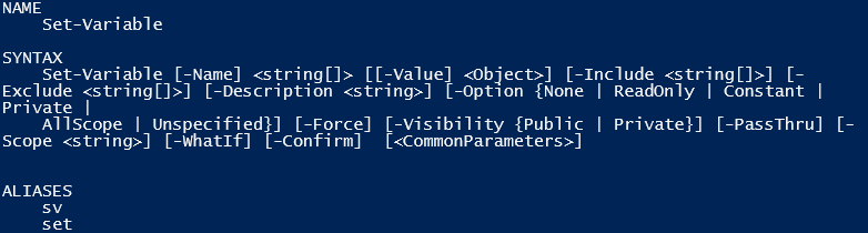 set variable in powershell