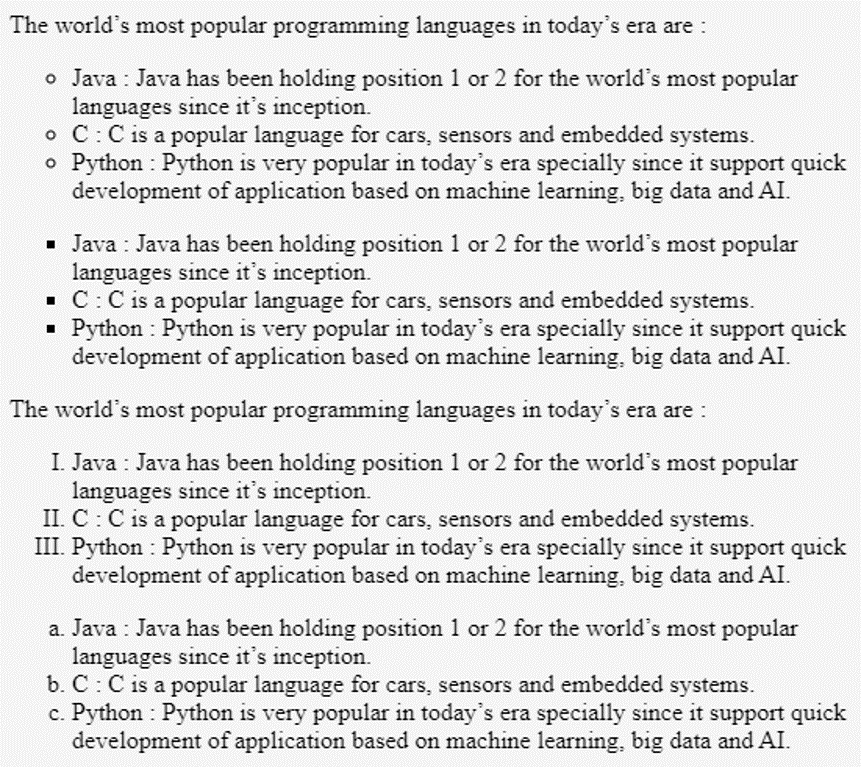 CSS lists - Example1