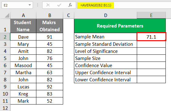 Confidence Interval in Excel 1-4