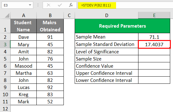 Confidence Interval in Excel 1-5