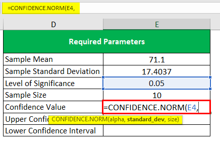 Confidence Interval in Excel 1-9