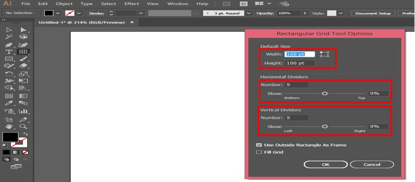 Rectangle Grid Tool Options