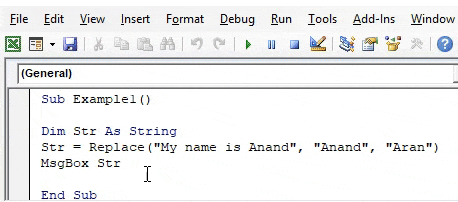 VBA Replace String Example 1-5