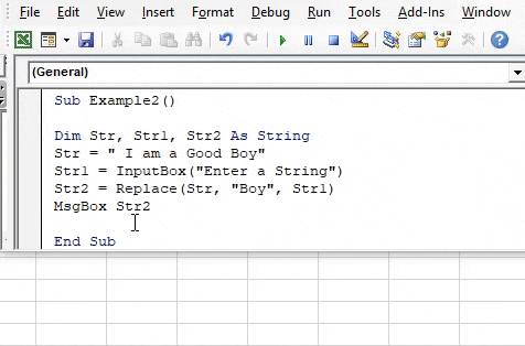 VBA Replace String Example 2-8