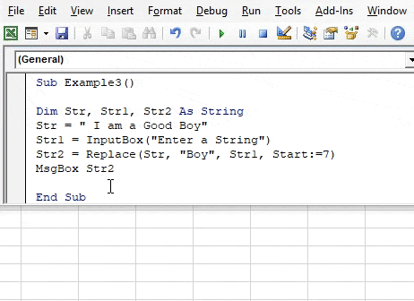 VBA Replace String Example 3-7
