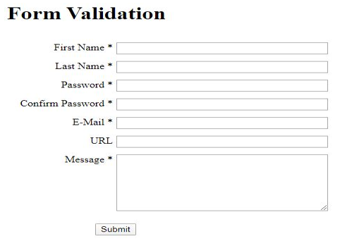 JQuery Form Validation output 1