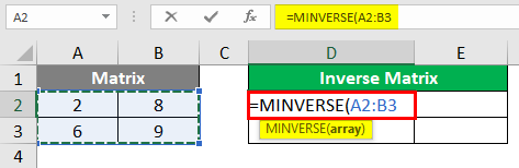 MINVERSE in Excel 1-5