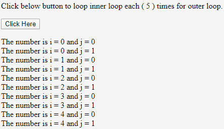 Nested Loop in JavaScript - 2