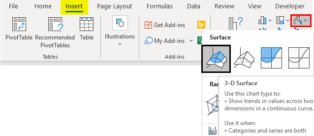 Surface Charts in Excel 1-2