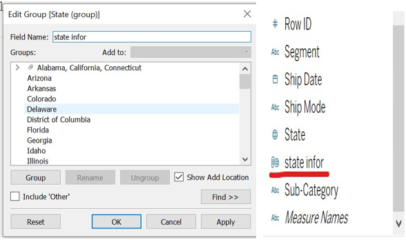Right-click on the state(group)