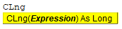 VBA CLng Syntax
