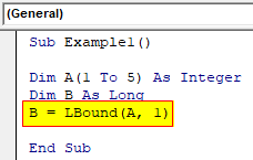 VBA LBound Example 1-5