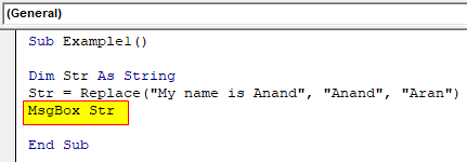 VBA Replace String Example 1-4