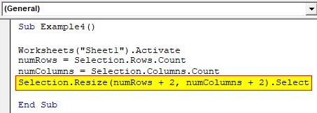 VBA Resize Example 4-4