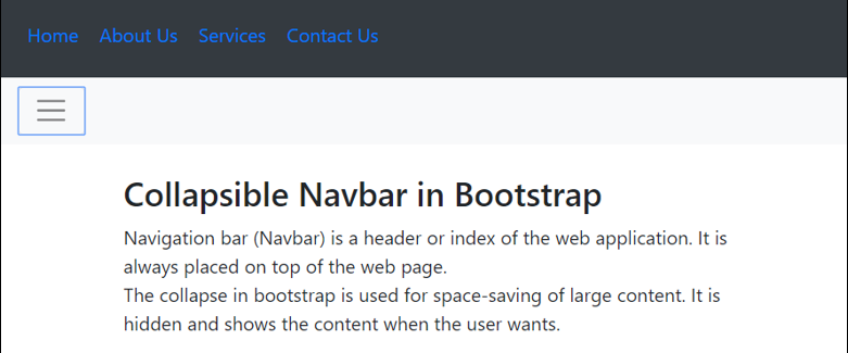 Bootstrap collapse navbar- example 2