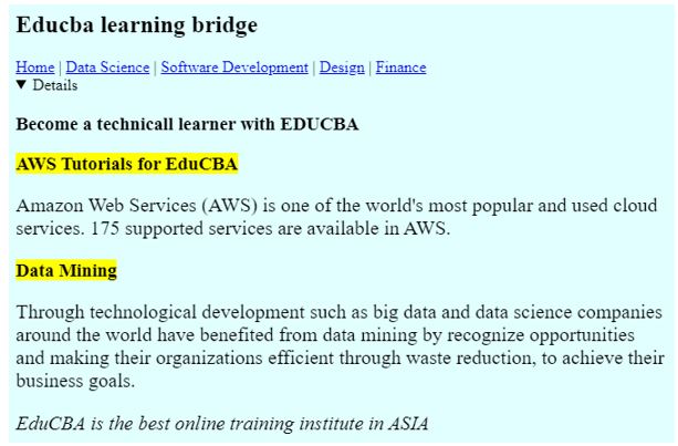 All element code Output