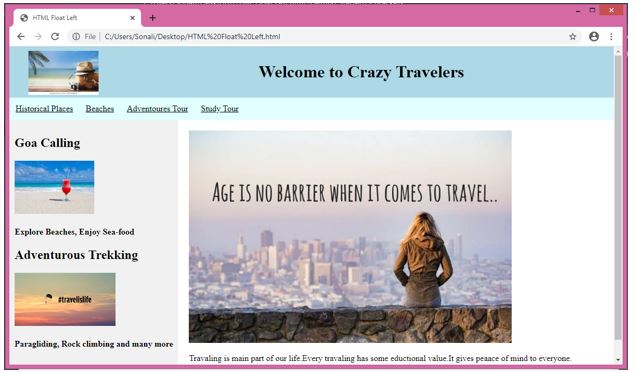 contents are aligned at the left-hand 
