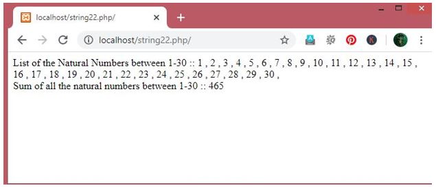 list of the natural numbers