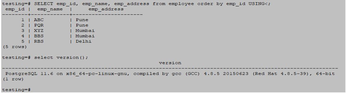 postgreSQL ORDERBY 11