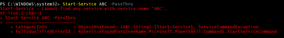 Start-Service ErrorAction 1