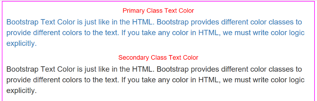 Bootstrap Text Color Example 1