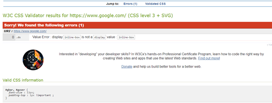 CSS Validator Example 3