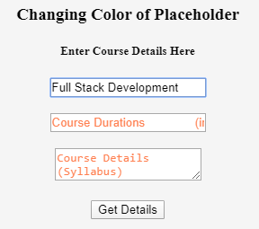 HTML Input Placeholder output 2