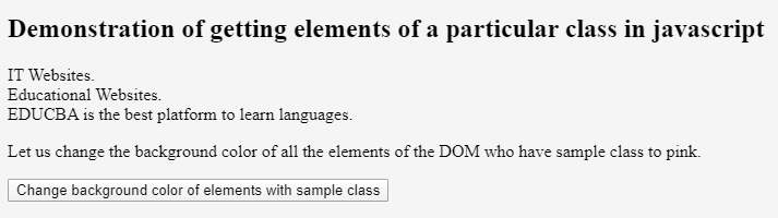 JavaScript Get Element by Class 1