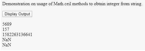 Using Math.ceil() function