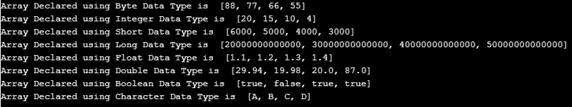 Non-Primitive Data Types in java output 1