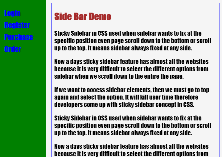 Sticky Sidebar CSS-1.1