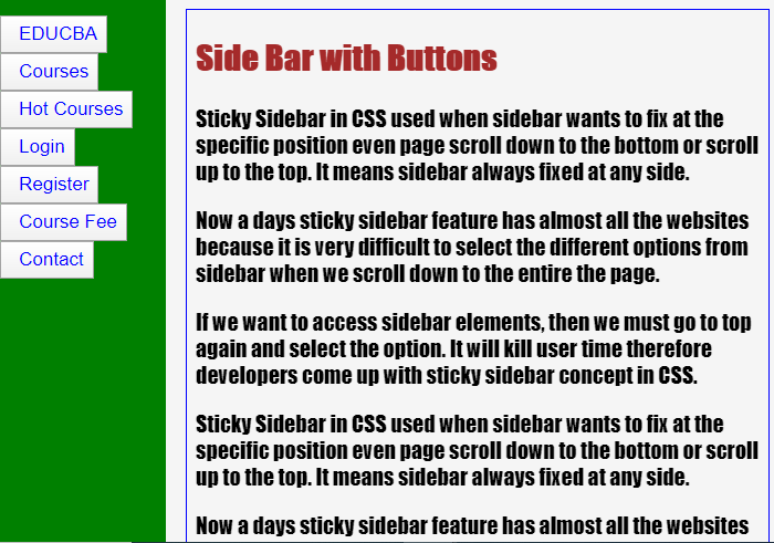 Sticky Sidebar CSS-2.1