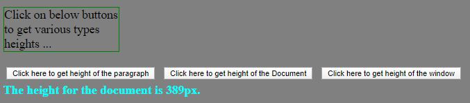 jQuery height() Example 1 Document Example 1