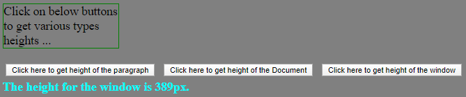 jQuery height() Example 1 Window Example 1