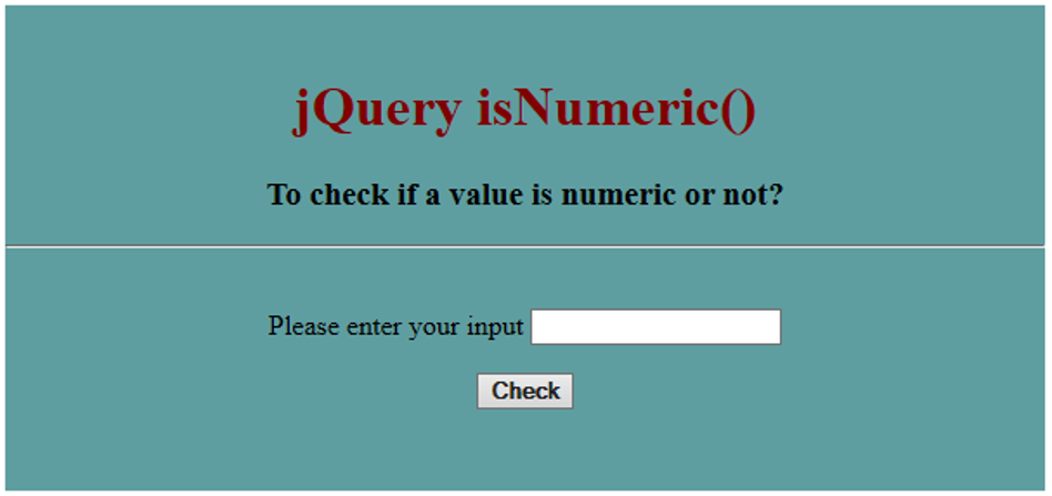 jQuery isNumeric Example 2