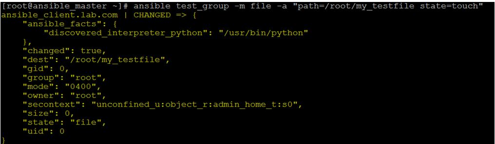 We use ‘file’ module to manage files.