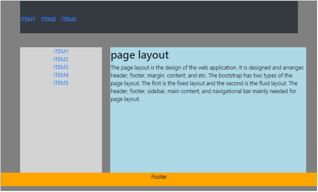 Bootstrap Page Layout output 1