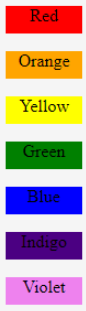CSS Color Chart Example 1