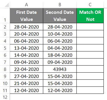 Compare Dates in Excel 1-1