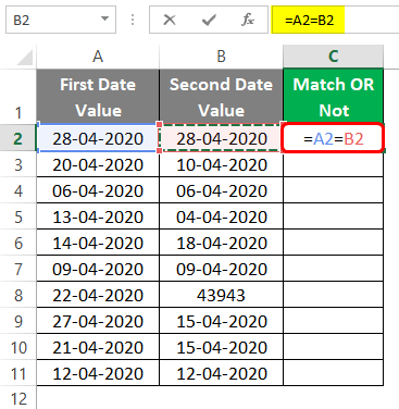 Compare Dates in Excel 1-3