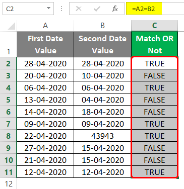 Compare Dates in Excel 1-4
