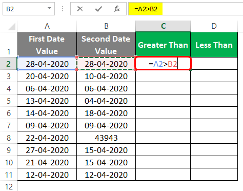Compare Dates in Excel 2-2