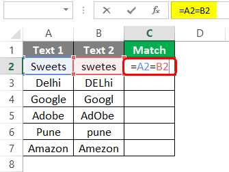 Compare Two Columns in Excel for Match 1-4